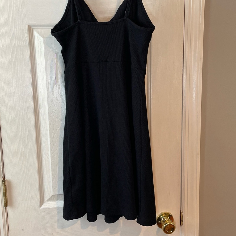 New Wild‎ Fable Black Dress S Ribbed Skater Knit Sweetheart Neck Goth Stretchy - Picture 8 of 16